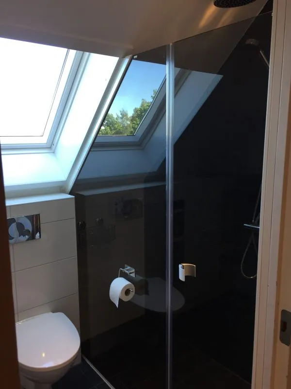 Duschvägg med glas och profiler