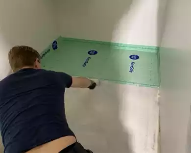 Tvättstuga med folie och Keramix A+X 1
