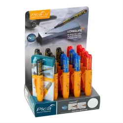 Konstruktionspenna Pica Ink display Rostfritt stål, Svart, Röd